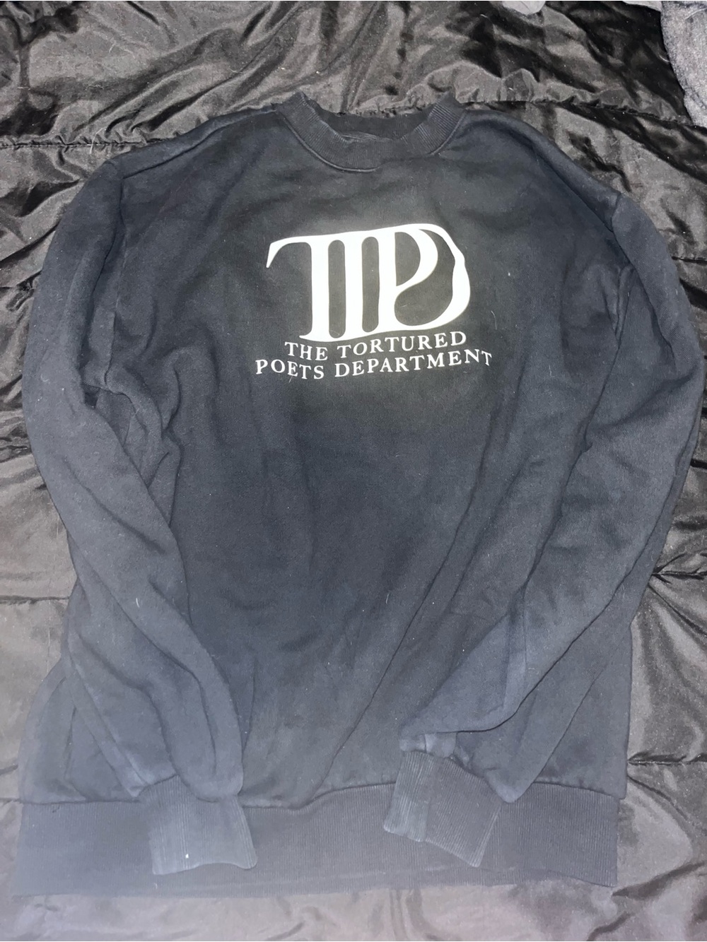 Taylor Swift the tortured poets department Black Crewneck Sweatshirt size m